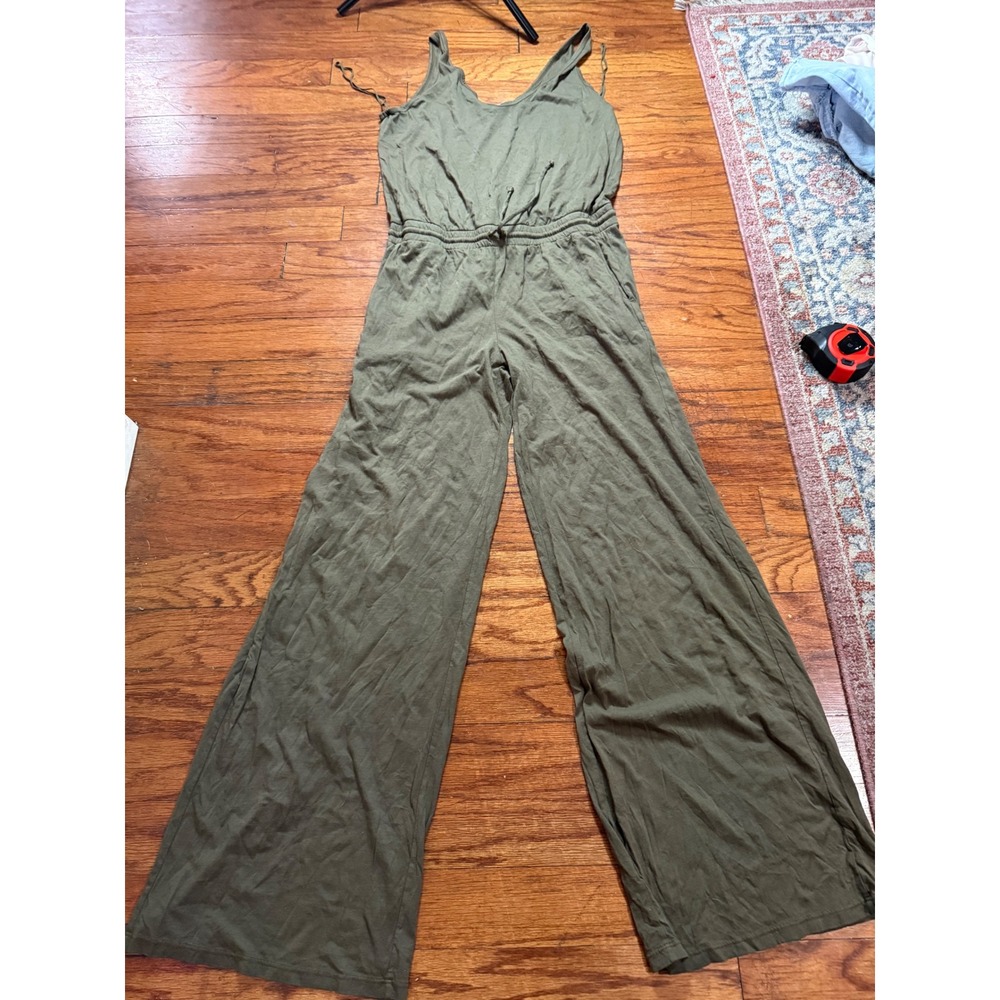 Michael Stars Los Angeles Olive Green Wide Leg Drawstring Jumpsuit Size M